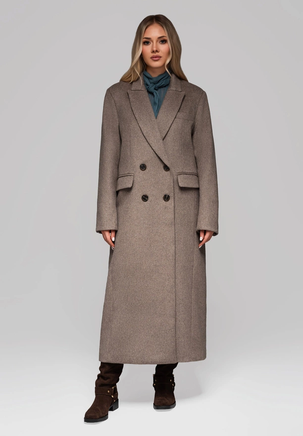 Men's minimalist coat with detachable vest - beige V1 OM-COLC-0139