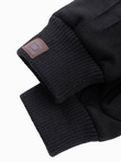 Men's eco suede gloves with welt - black V1 OM-ACGL-0112