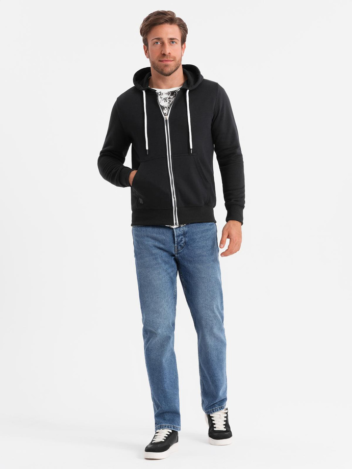 BASIC men's zip-up hoodie - black V1 OM-SSBZ-0118