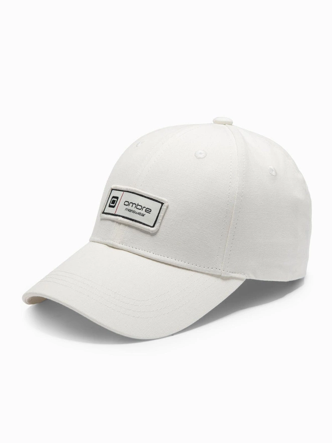 Men's baseball cap with visor and patch - cream V4 OM-ACCS-0103