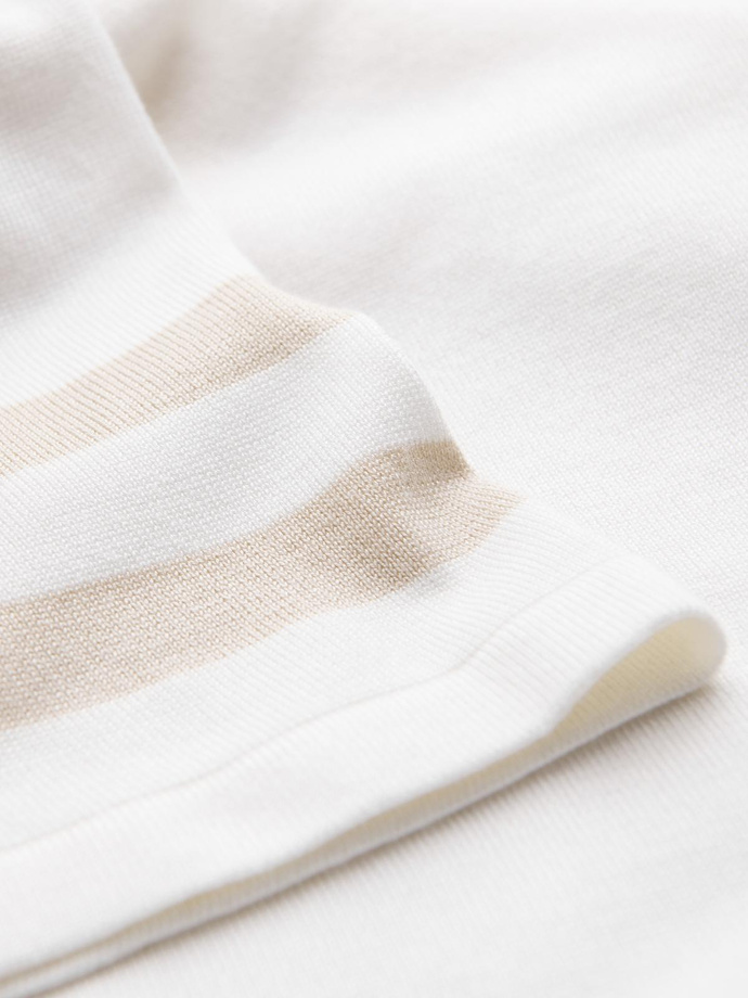 Men's soft knit polo shirt with contrasting stripes - cream V3 OM-POSS-0118