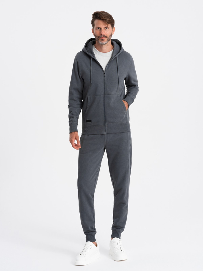 BASIC men's tracksuit set unbuttoned sweatshirt + joggers - graphite V11 Z86