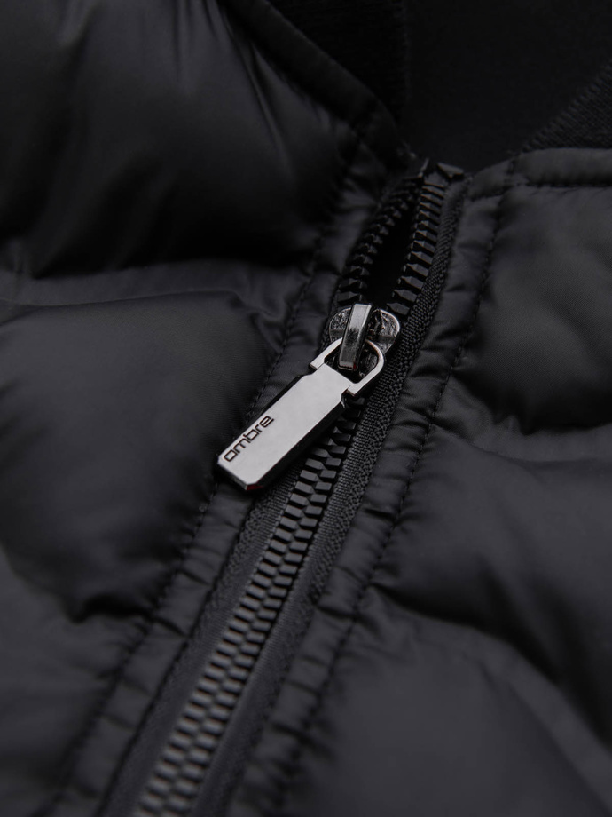 Men's quilted bomber jacket - black V1 OM-JALP-0141