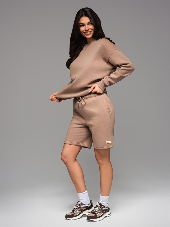 Dresowy komplet UNISEX bluza + szorty - brązowy V16 Z108