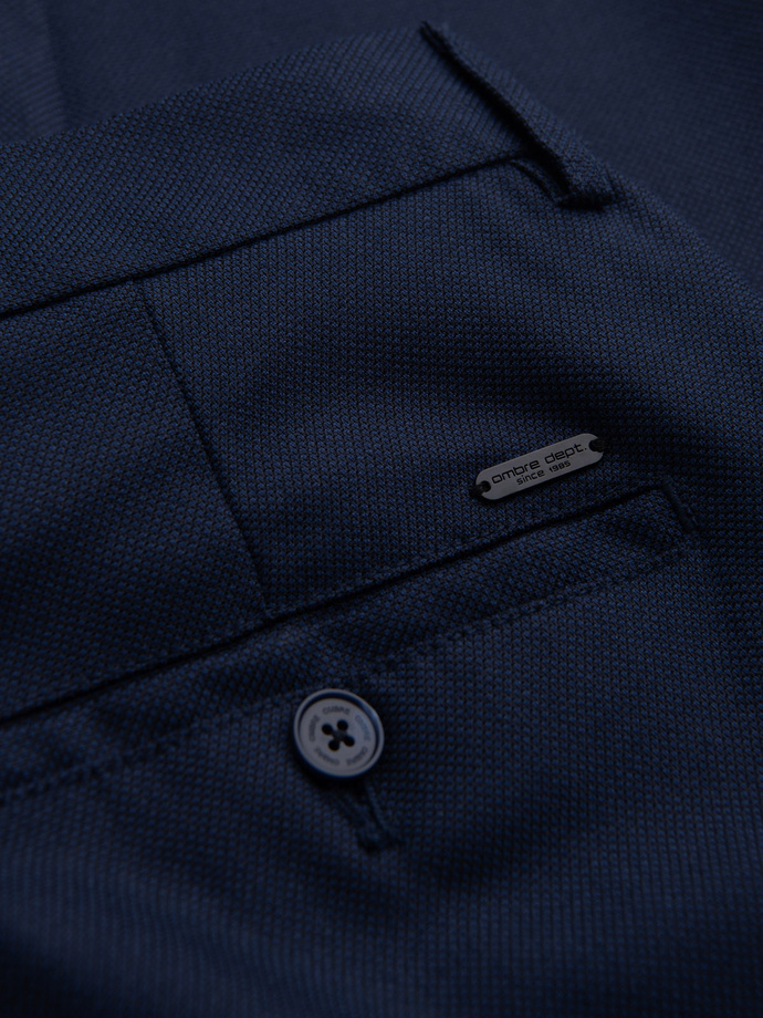 Spodnie męskie klasyczne chino SLIM FIT - granatowe V1 OM-PACP-0182