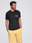 Men's knitted t-shirt with printed REGULAR cut - black V2 OM-TSPT-0231