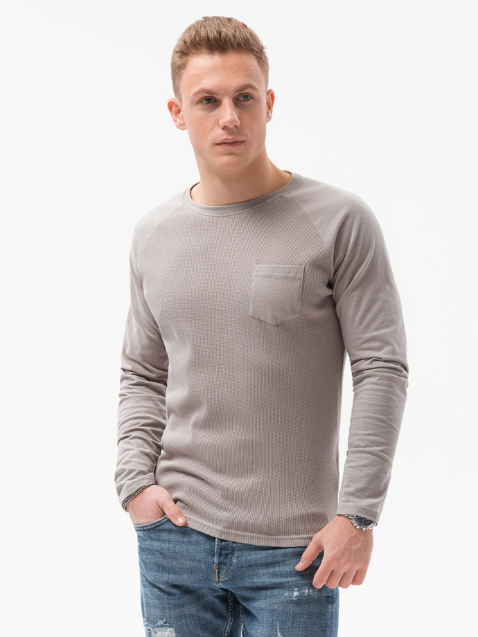 Men's plain longsleeve L137 - grey V1