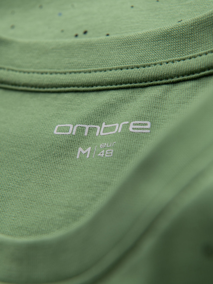 Męski bawełniany t-shirt z nadrukiem i okrągłym dekoltem – zielony V4 OM-TSFP-0186