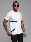 Men's cotton jersey t-shirt with large side lettering - white V2 OM-TSPT-0213
