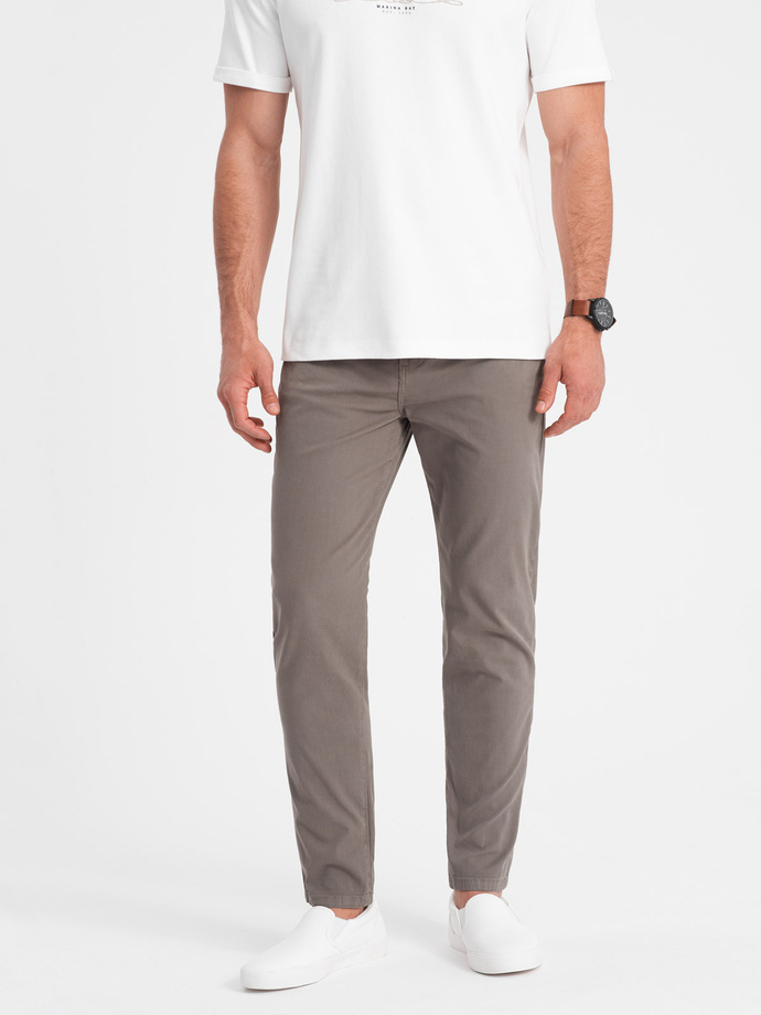 Men's tailored chino pants - dark beige V5 OM-PACP-0151