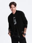 Men's bomber jacket with decorative zips on sleeves AMSTERDAM - black B1367