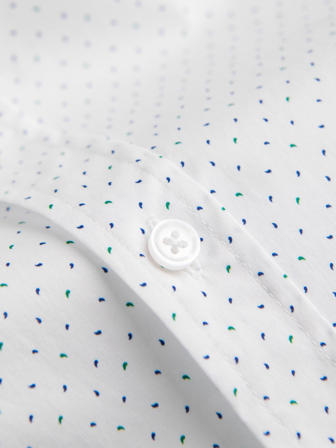 Men's cotton micro pattern REGULAR FIT shirt - white V1 OM-SHCS-0152