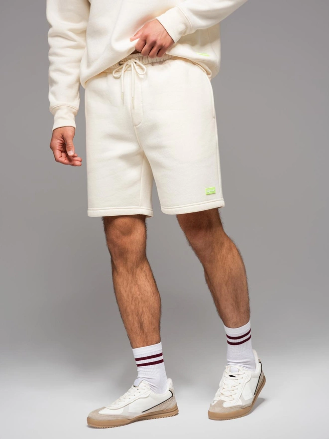 Unisex sweat shorts with drawstring waist - cream V2 OU-SRBC-0101