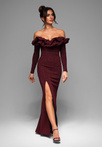 LA-OM-DLR083 Regular Fit raspberry evening dress