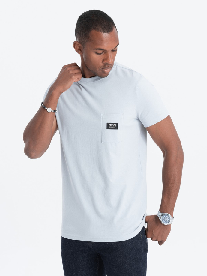 Men's cotton t-shirt with pocket - blue V9 S1743