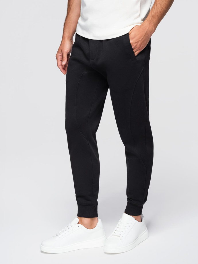 Męskie spodnie dresowe typu jogger - czarne V5 OM-PABS-0173