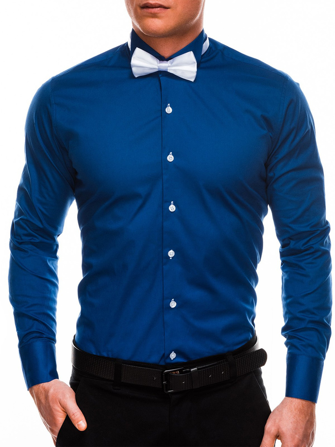 Men's elegant shirt with long sleeves - navy K309