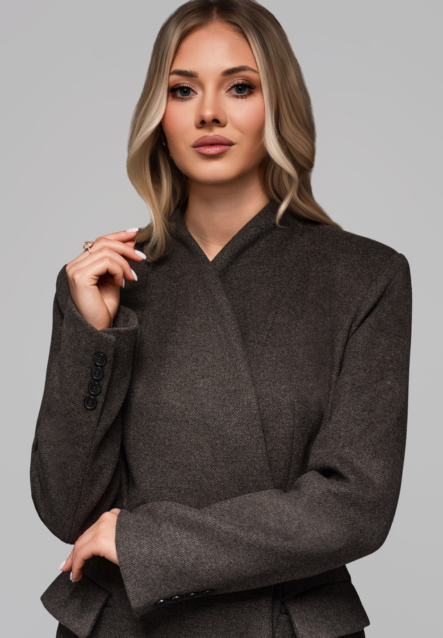 Men's minimalist coat with detachable vest - beige V1 OM-COLC-0139