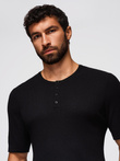 Men's knitted T-shirt with buttons at neckline - black V2 OM-TSCT-0254