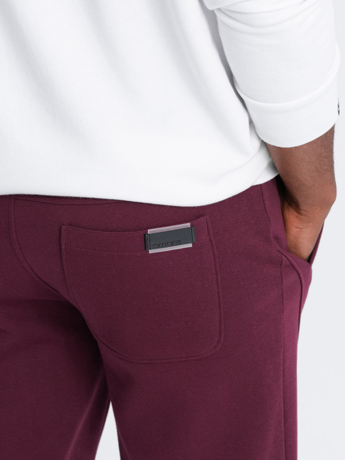 Męskie dresowe spodnie bawełniane joggery BASIC – bordowe V3 OM-PABS-0174