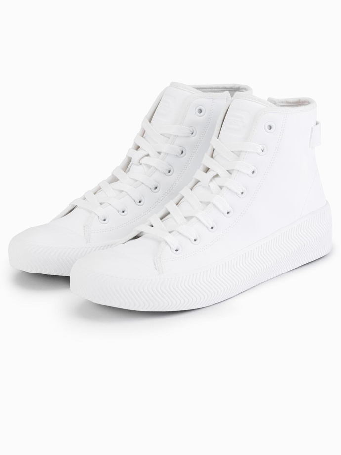 Men's high-top sneakers with zipper for easy on - white V2 OM-FOTH-0184