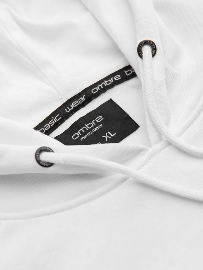 Męska bluza z nadrukiem HOODIE - biała V1 OM-SSPS-0152