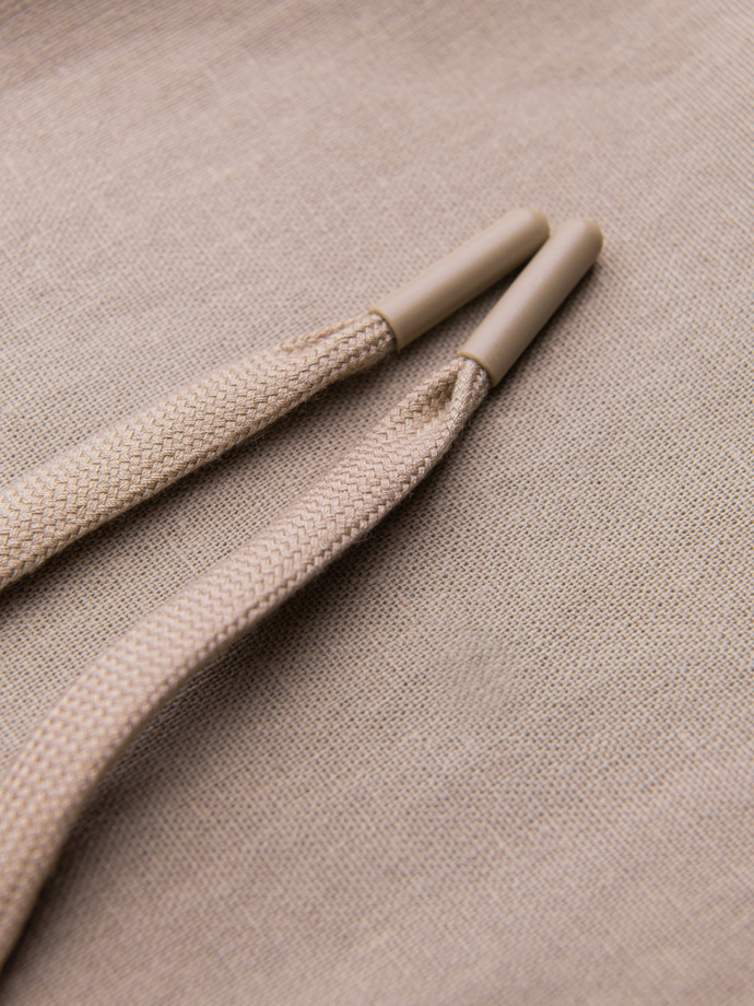 Męskie podwijane spodnie chino z dodatkiem lnu – jasnobrązowe V3 OM-PACP-0198