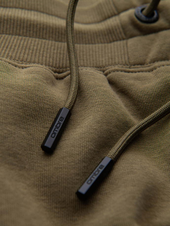 Men's pre-knee BASIC sweat shorts - olive V2 OM-SRBS-0149