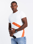 Men's cotton t-shirt with contrasting two-tone print - white V2 OM-TSPT-0219
