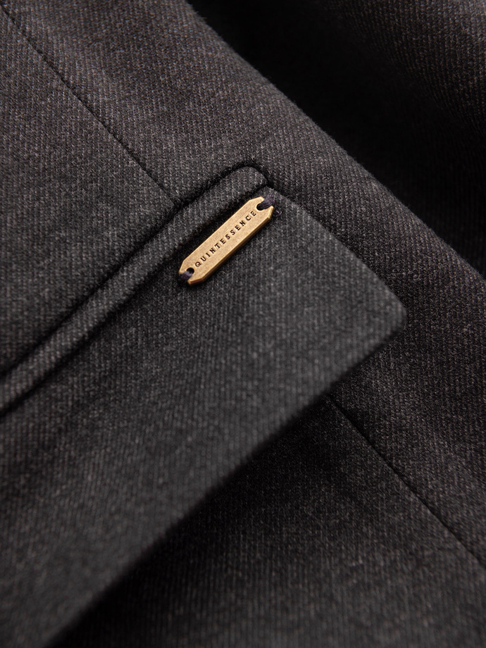 Melanżowa marynarka męska z dodatkiem rayonu ze stójką – czarny melanż V5 OM-BLZB-0131