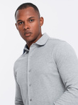 Men's long sleeve SLIM FIT knit shirt - grey V5 OM-SHCS-0177