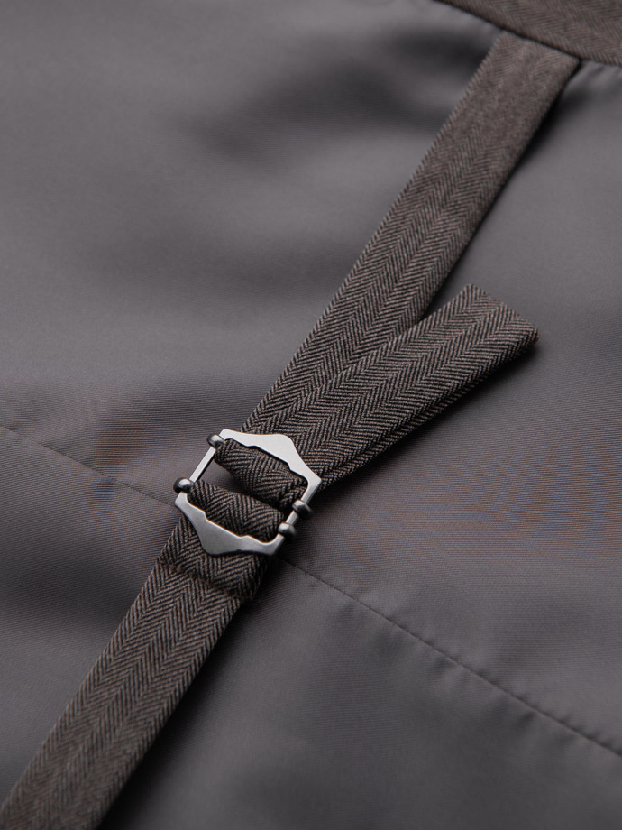 Men's elegant SLIM FIT herringbone vest - graphite V2 OM-BLZV-0143