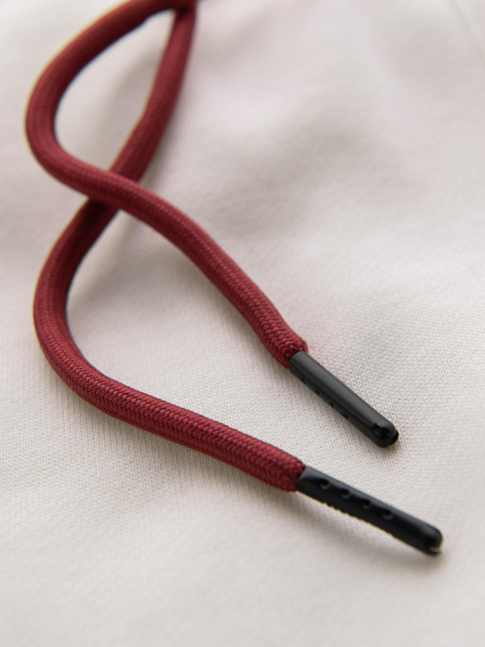 Sportowe spodnie męskie jogger z lampasami – kremowe V2 OM-PASK-0284