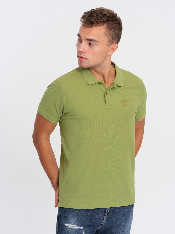 Men's pique knit polo shirt - olive V21 S1374