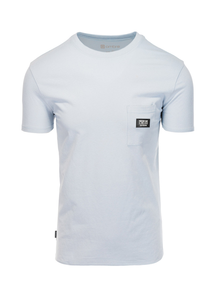 Men's cotton t-shirt with pocket - blue V9 S1743