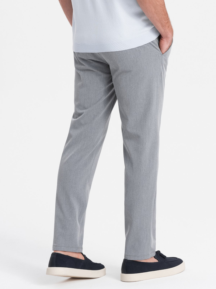 Eleganckie męskie spodnie chino SLIM FIT - jasnoszare V1 OM-PACP-0191