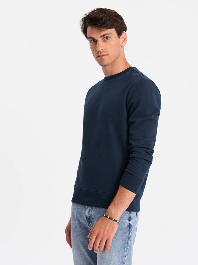 BASIC men's cotton non-stretch sweatshirt - navy blue V1 OM-SSBN-0159