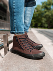 Trampki męskie sneakersy - ciemnobrązowe T352