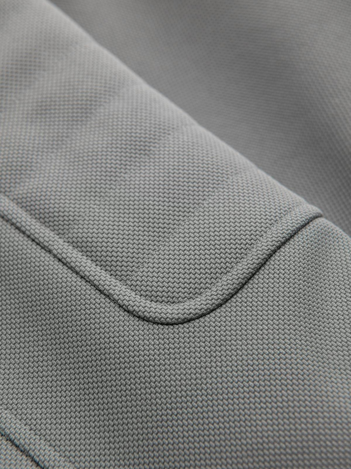 Męska kurtka typu biker z kieszeniami i stójką – szara V3 OM-JALP-0157