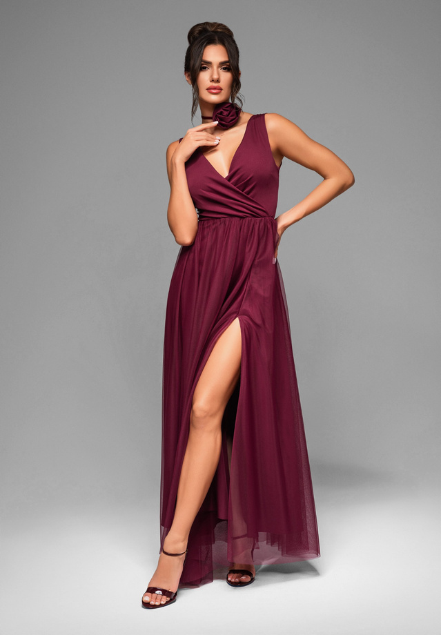 Evening dress LA-OM-DLR010 - dark red