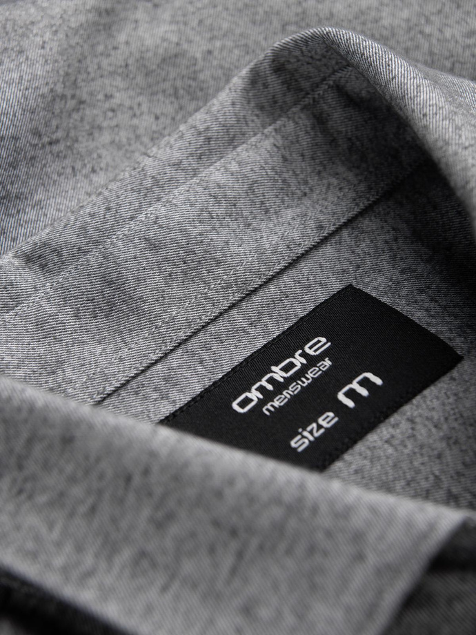 Men's shirt with pocket REGULAR FIT - grey melange V3 OM-SHCS-0148