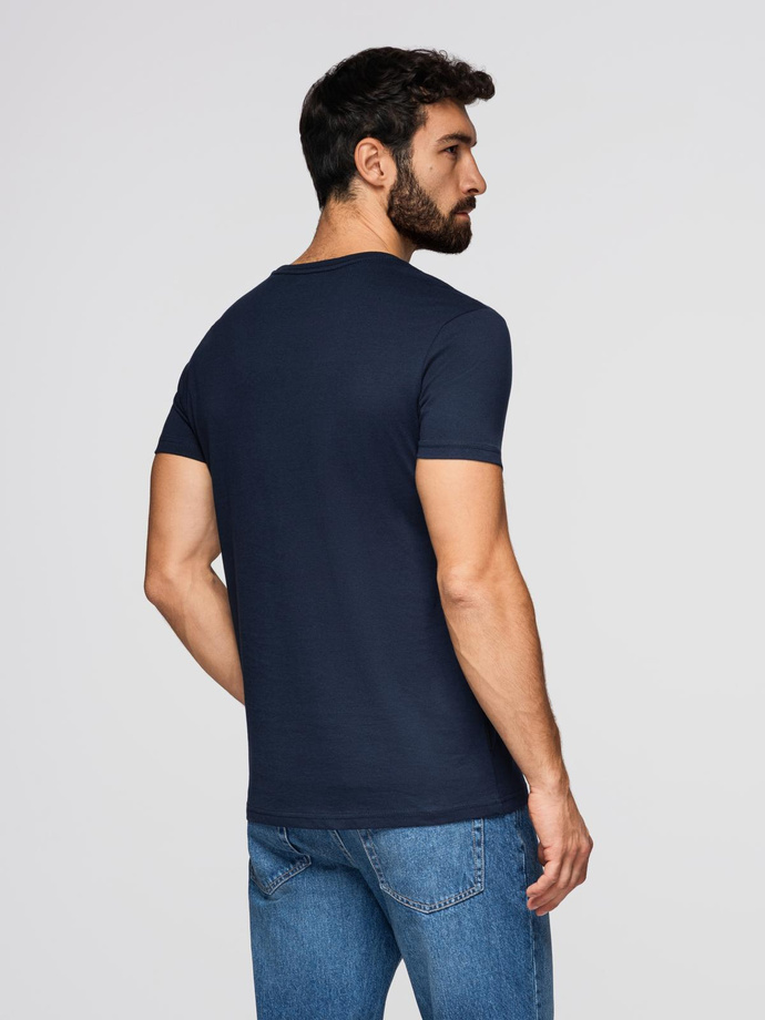 Classic BASIC men's cotton T-shirt - navy blue V2 OM-TSBS-0236