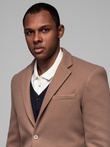 Men's casual blazer with decorative buttons on cuffs - light brown V2 OM-BLZB-0118