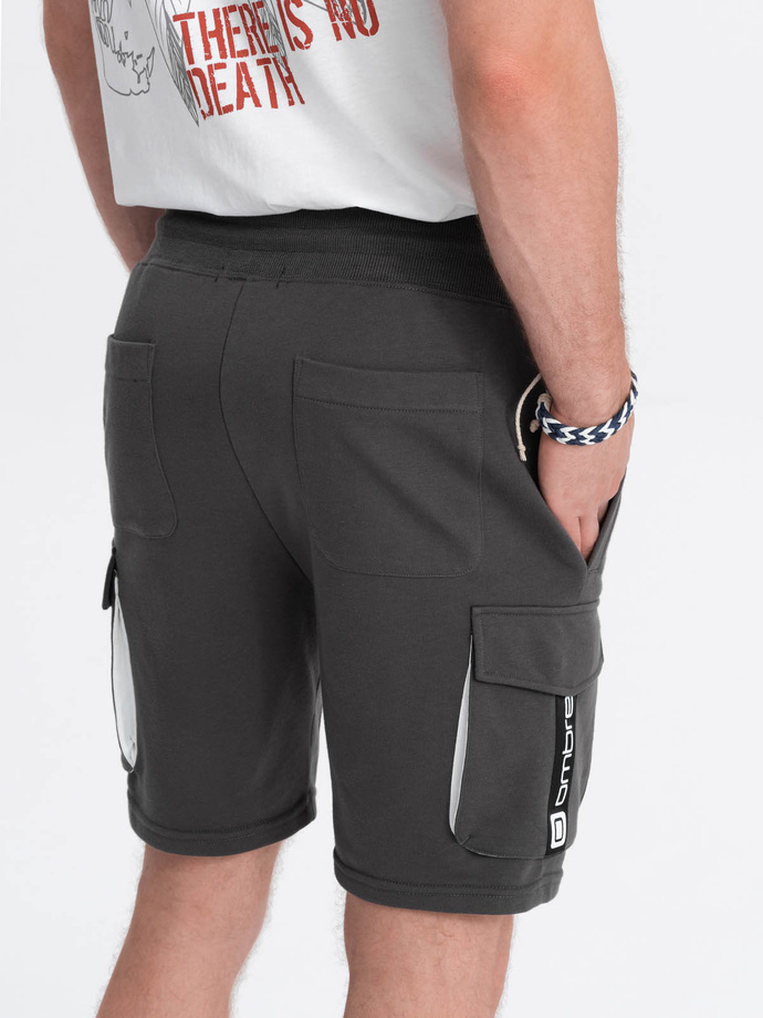Men's shorts with cargo pockets - dark grey V2 OM-SRSK-0106