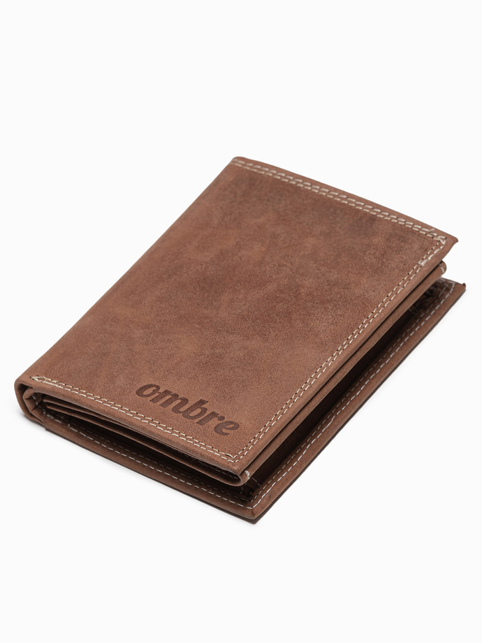 Men's leather wallet - light brown A417