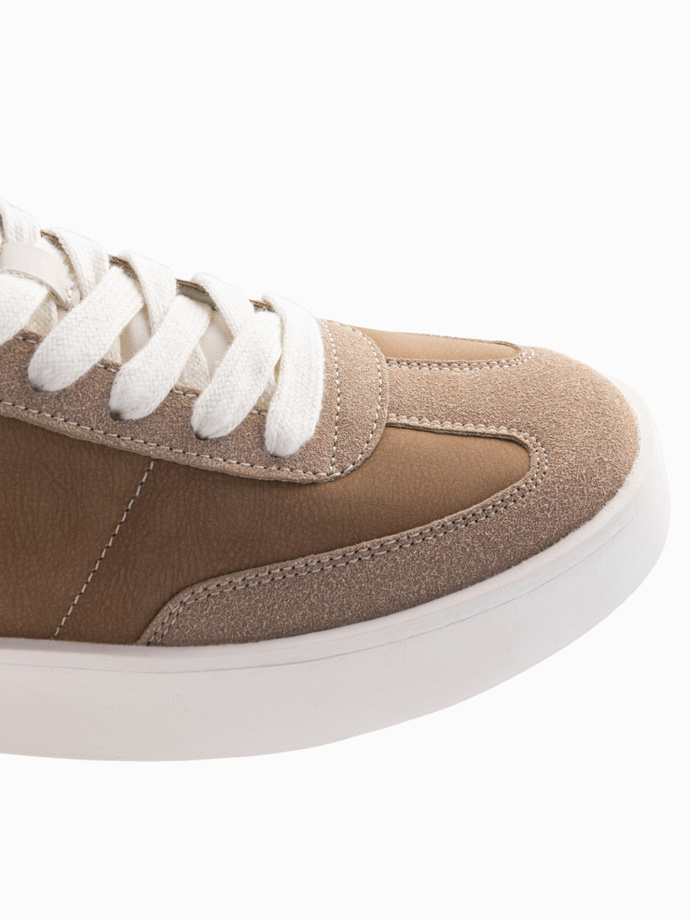 Old-school men's sneakers on thick sole - light brown V1 OM-FOSL-0170