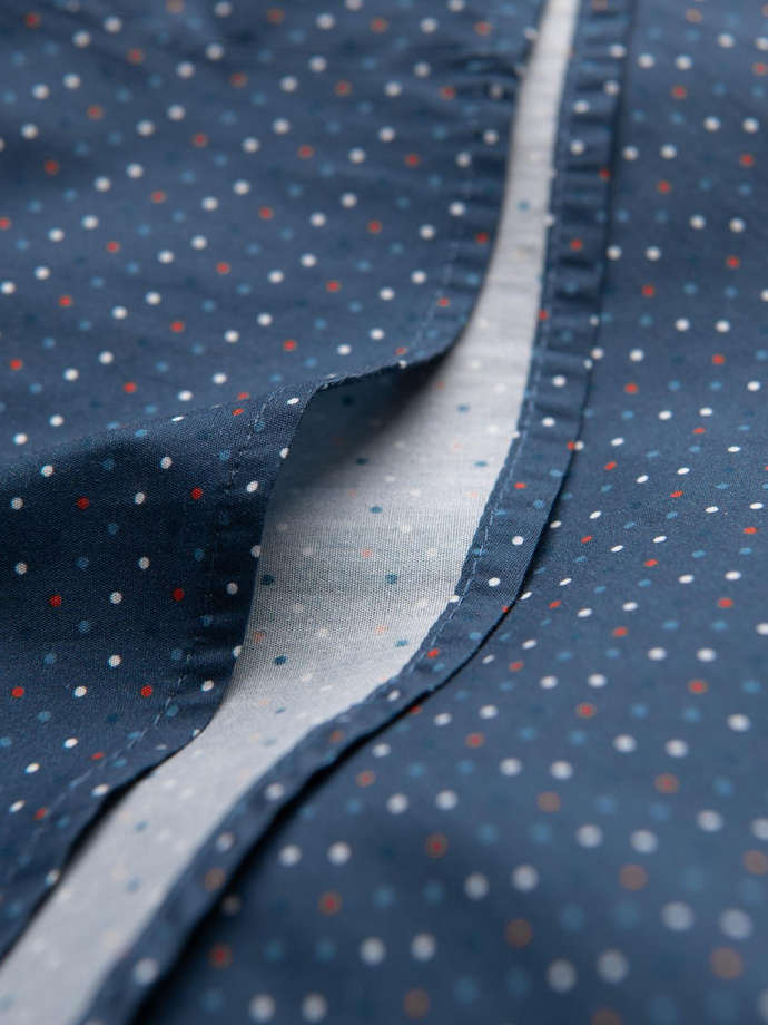 Bawełniana koszula męska we wzory SLIM FIT - niebieska V4 OM-SHCS-0151