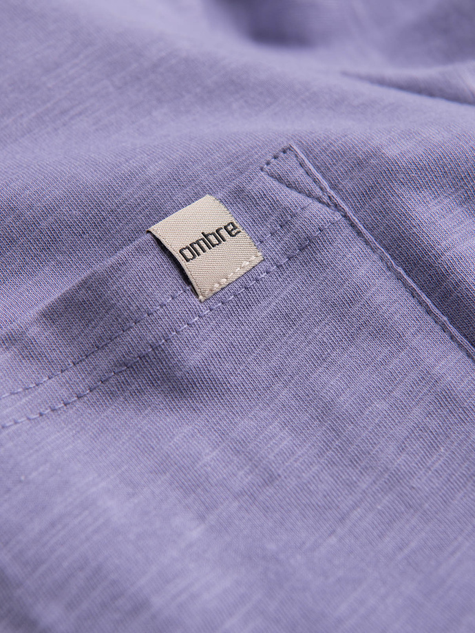 Men's knitted T-shirt with patch pocket - purple V1 S1621