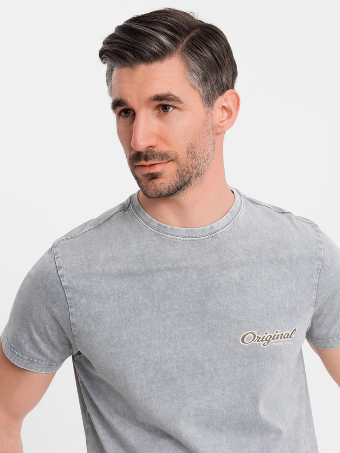 Cotton t-shirt printed on chest and back - gray V1 OM-TSWT-0201