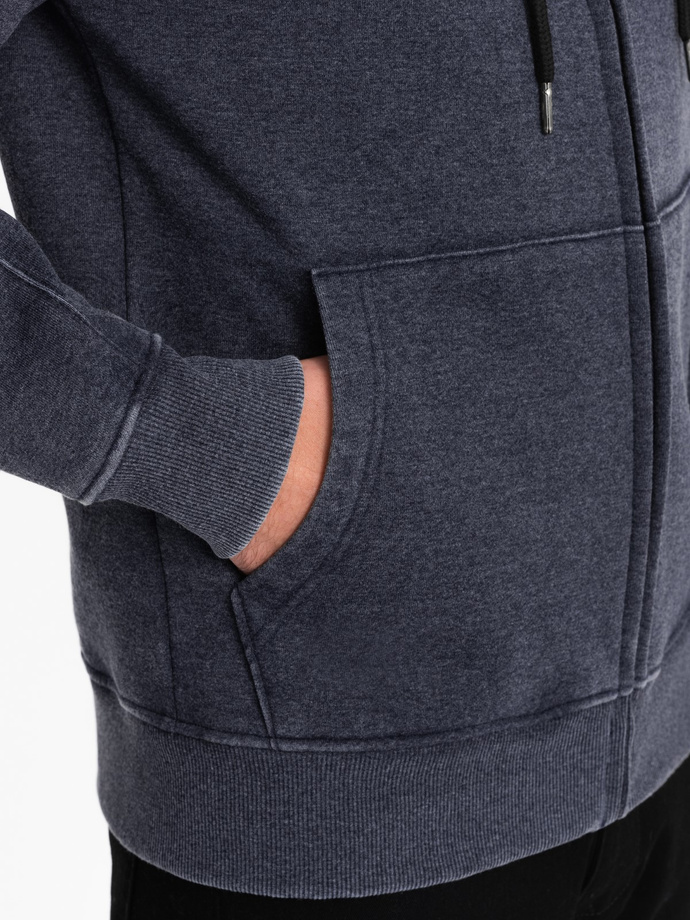 Washable men's unbuttoned hoodie - navy blue V4 OM-SSDS-0110